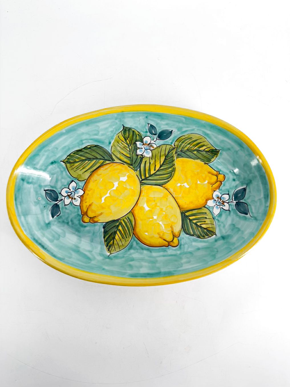 VIETRI Italy Hand Painted Lemons Ceramic Oval Serving Platter