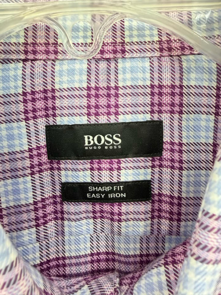 BOSS HUGO BOSS Size 34/35 Purple & Blue Long Sleeve Shirt NWT