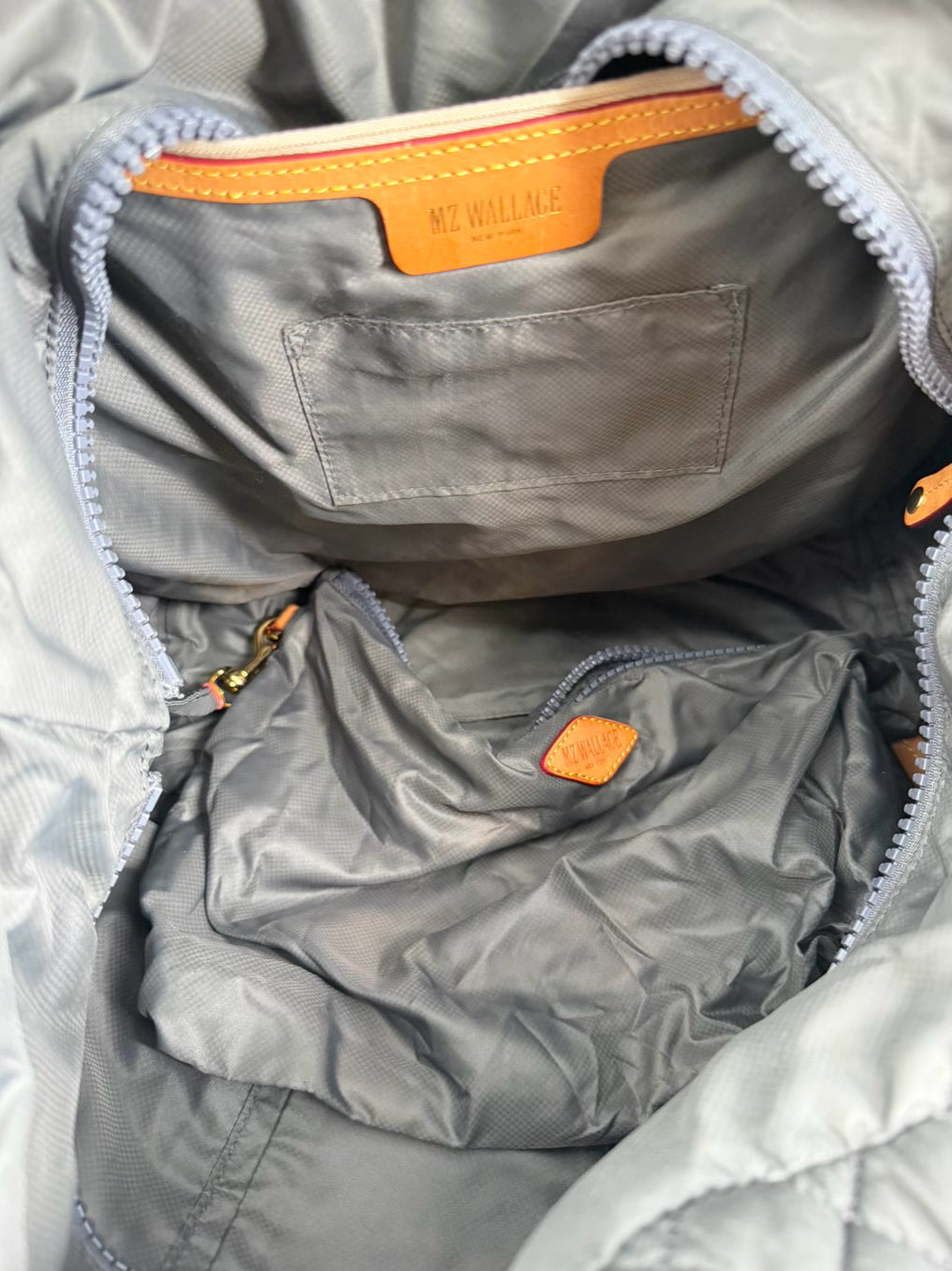 MZ WALLACE Gray Nylon Quilted Tote Bag