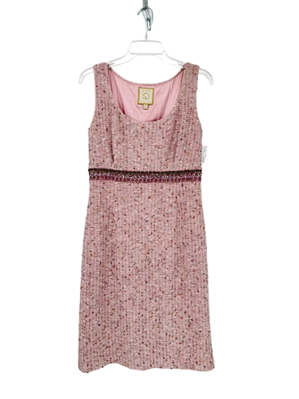 ST JOHN COUTURE Size Wmn's 6 Pink Knit Bead Detail Sleeveless Dress