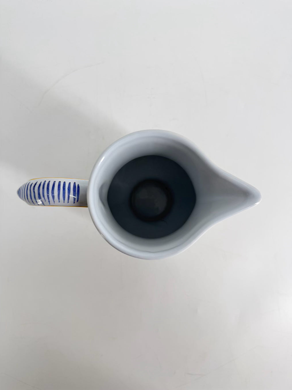 QUIMPER Mistral Blue White, Blue & Yellow Ceramic Pitcher