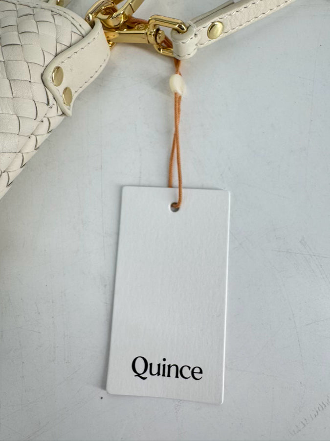QUINCE Cream Woven Leather Crossbody Bag NWT