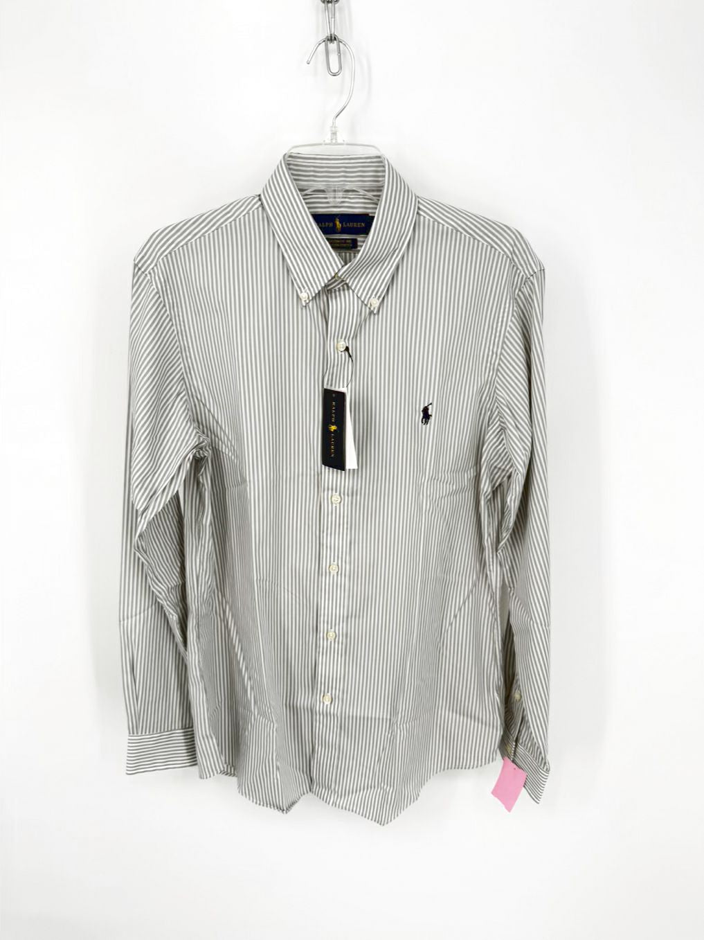 POLO RALPH LAUREN Size M Gray Stripe Long Sleeve Shirt NWT