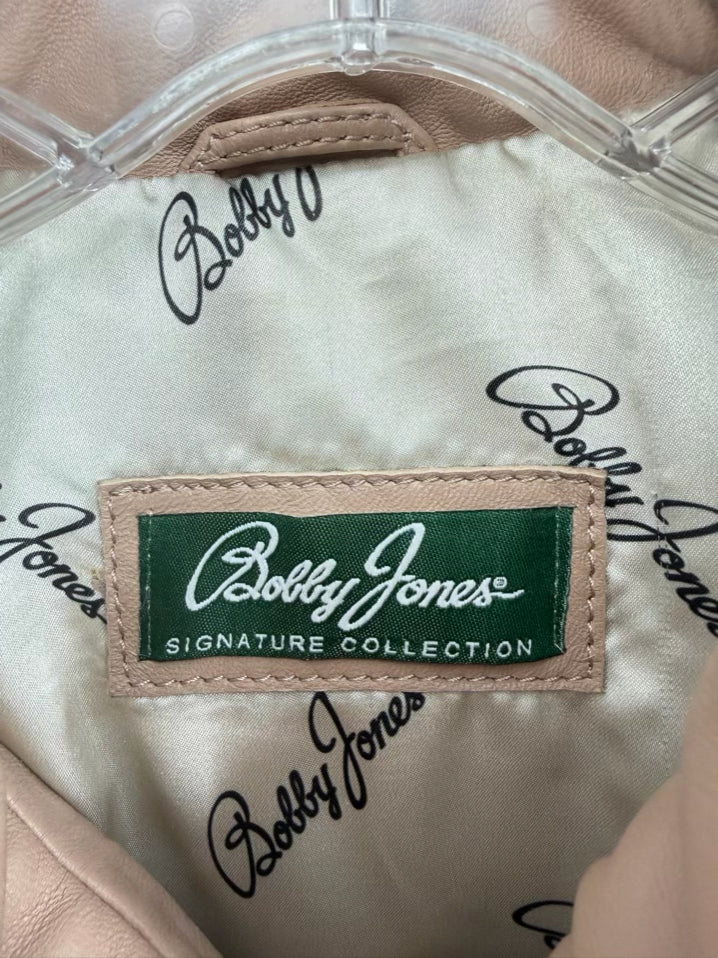 BOBBY JONES Men's Size XL Tan Lamb Leather Quilted Golf Vest