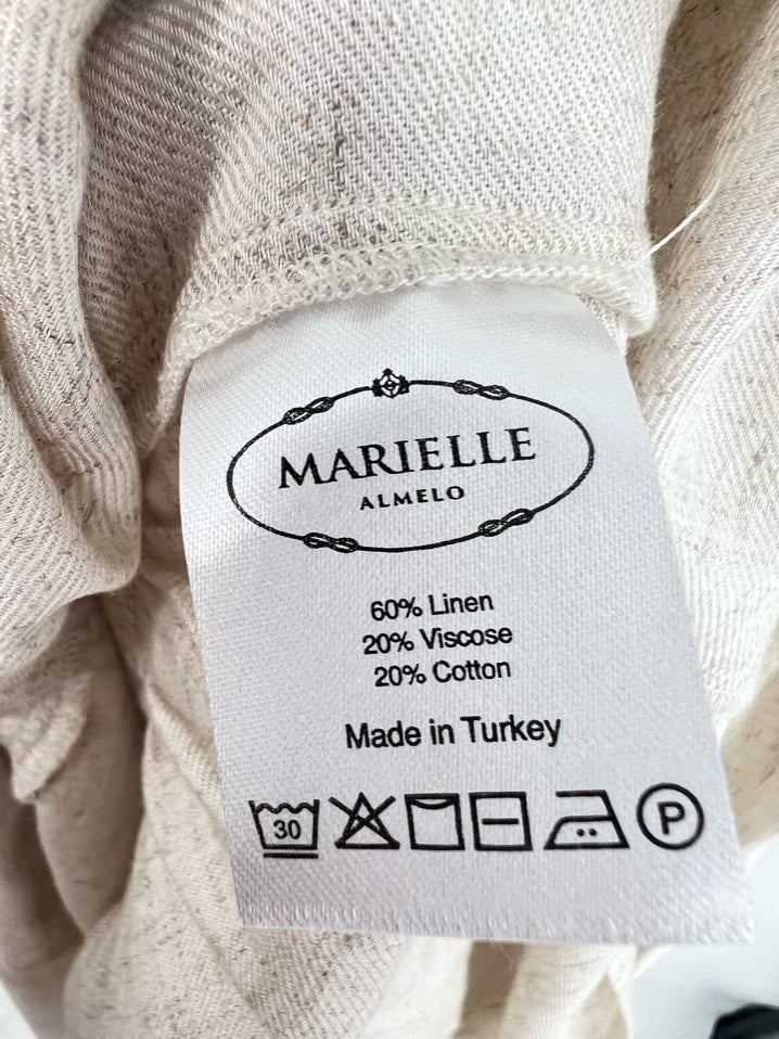 MARIELLE ALMELO Size XL Beige Linen Blend Maxi-Dress