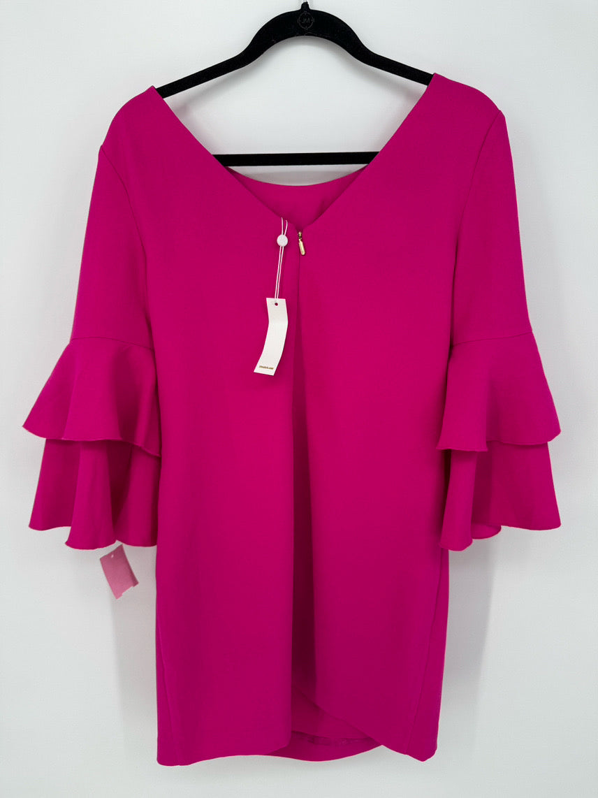 TRINA TURK Size 8 Pink Ruffle Sleeve Dress NWT