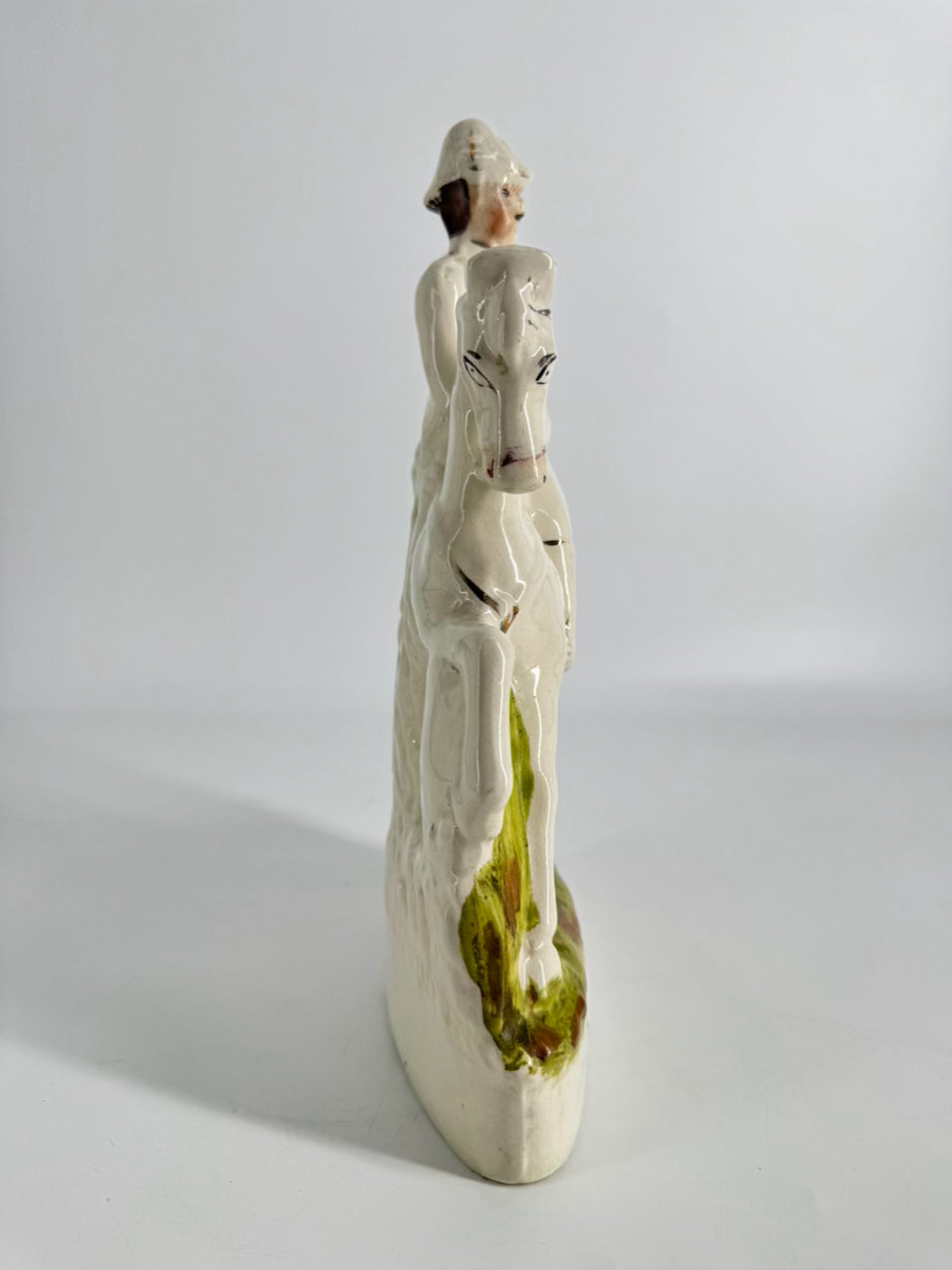 White & Green Ceramic Handpainted Staffordshire General French Figurine