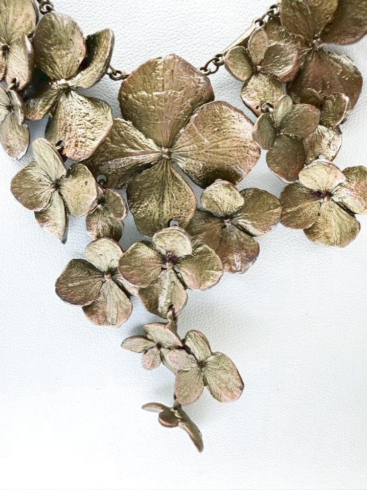 MICHAEL MICHAUD Bronze Full Petal Hydrangea Flower Necklace