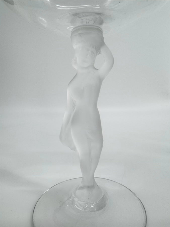 BAYEL Clear Crystal Frosted Bacchus Bacchante Set of 4 Champagne Coupes