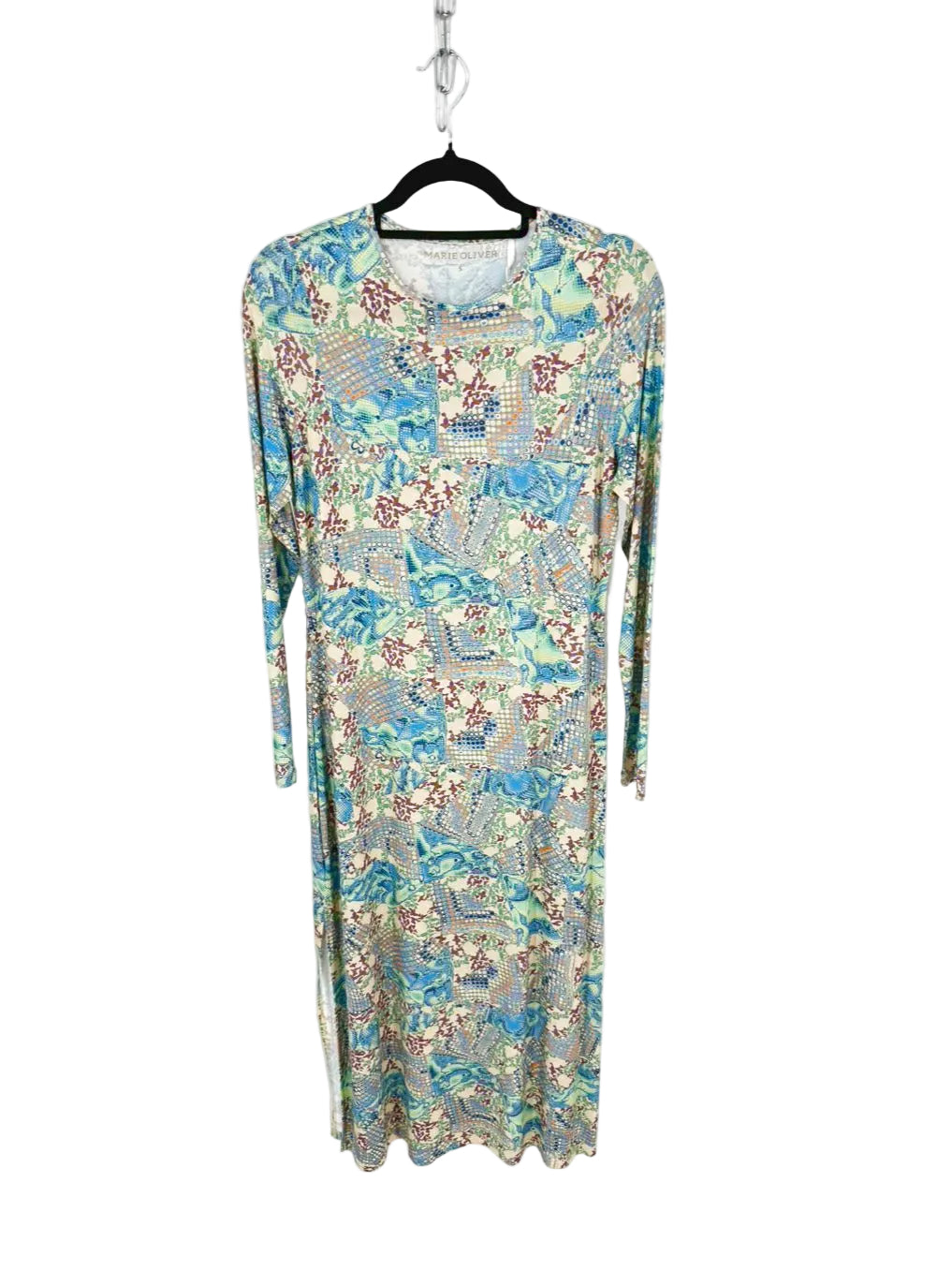MARIE OLIVER Wmn's Size S Teal & Beige Print Maxi-Dress NWT