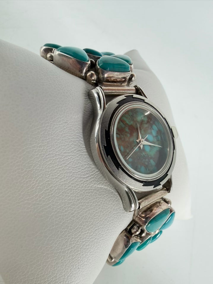 STERLING SILVER Blue Kingman Turquoise Watch