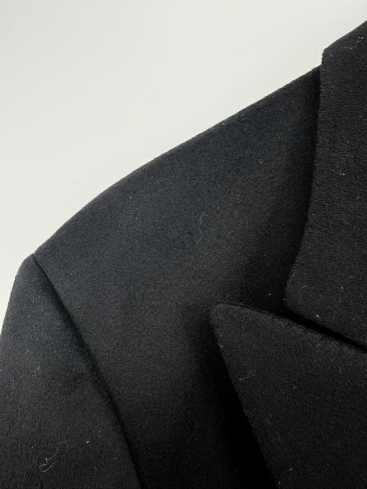 BARCELINO By BELVEST Men's Size 56 Black Wool & Cashmere Overcoat