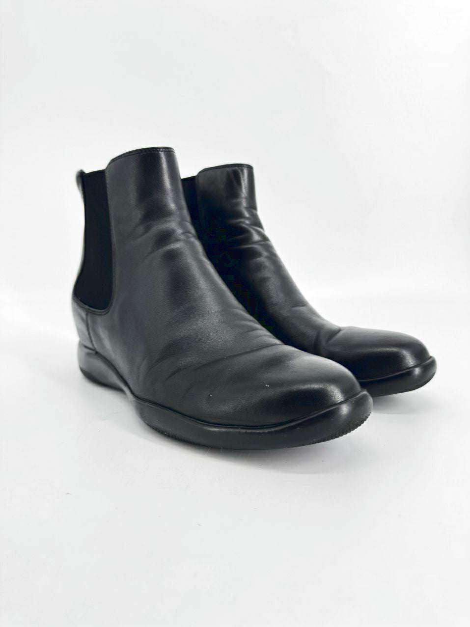 PRADA Size 38.5 Black Leather Booties