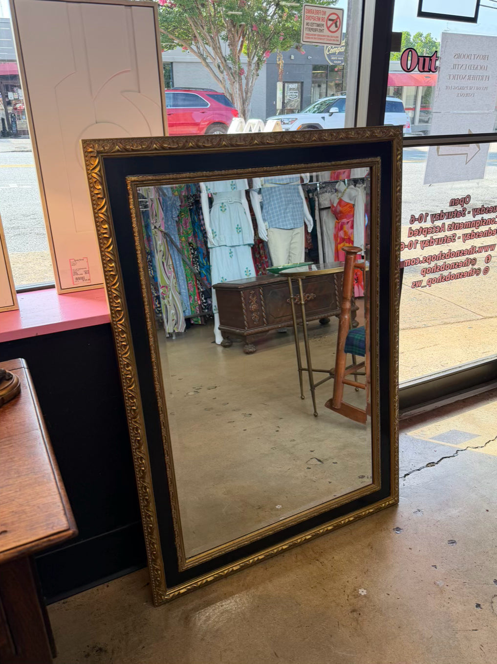 CAROLINA MIRROR Black & Gold Beveled Mirror