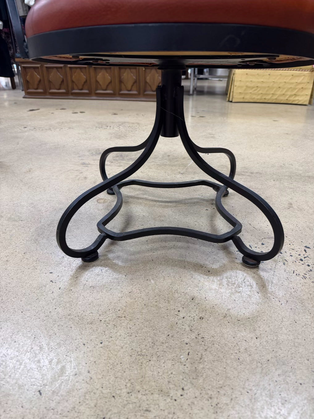 Wood & Wrought Iron Mid Century Card Table & 4 Chairs