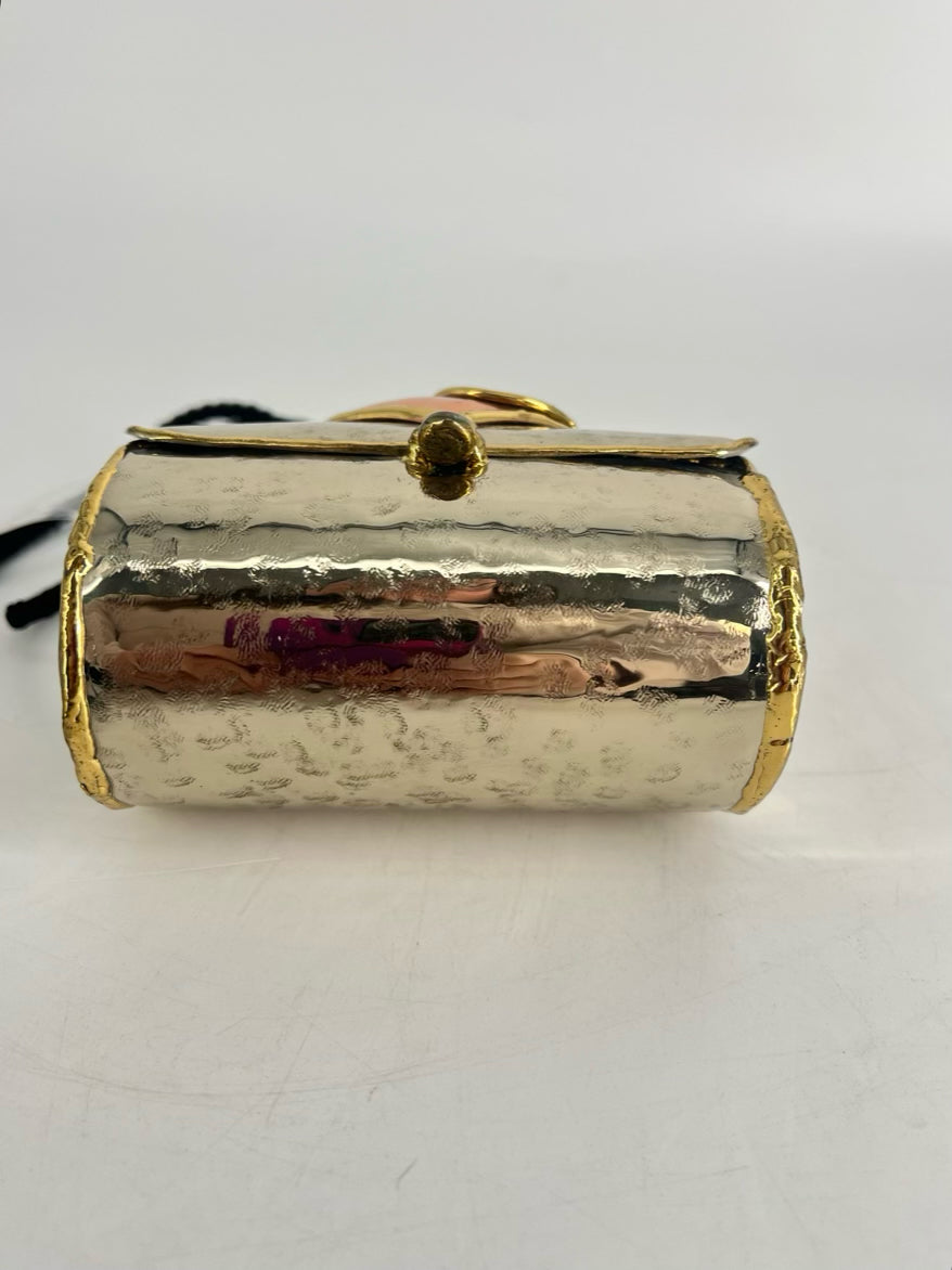 Copper Gold Tone Heart Detail Evening Bag