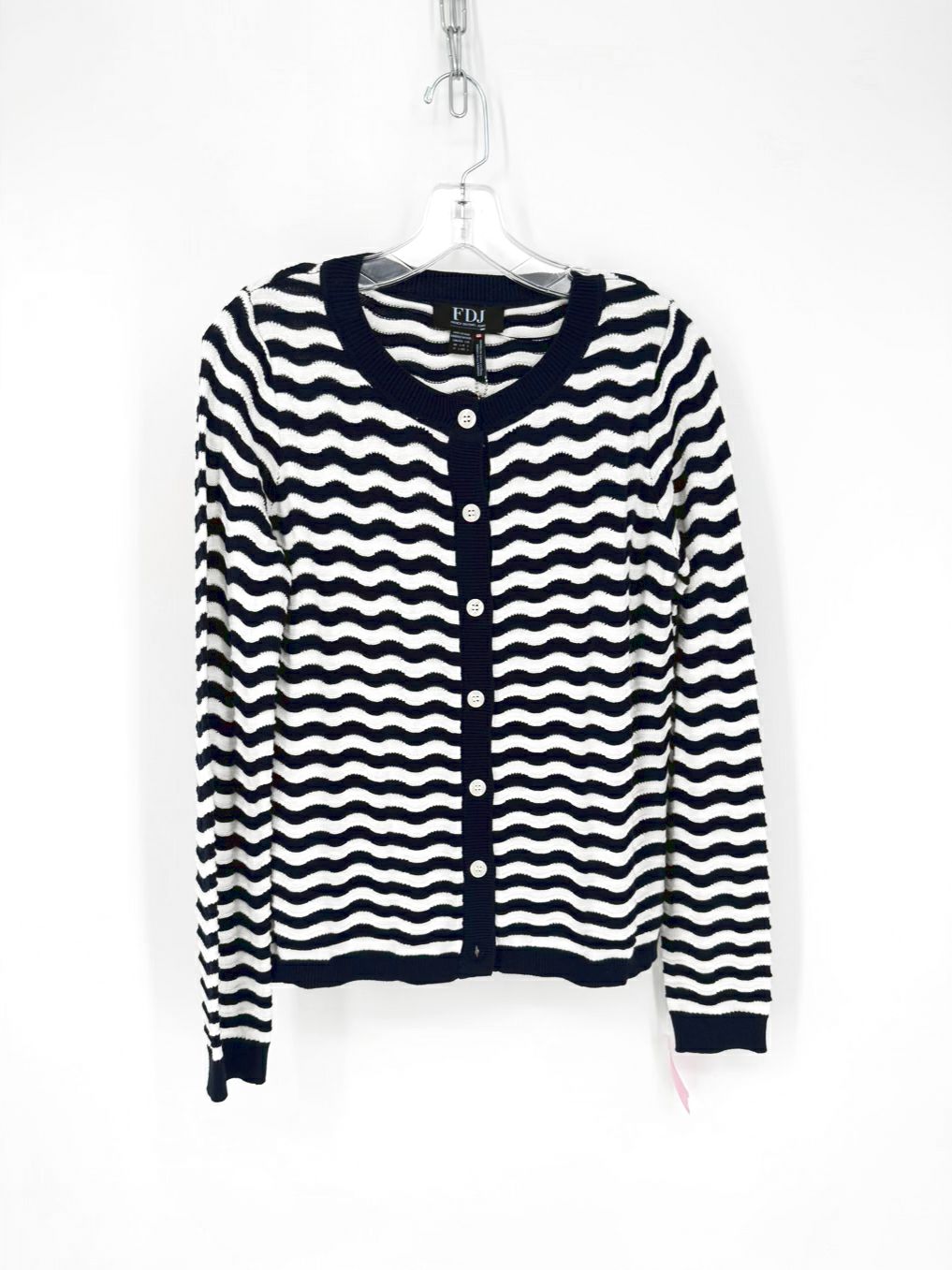 FDJ Size L Navy & Cream Cardigan NWT