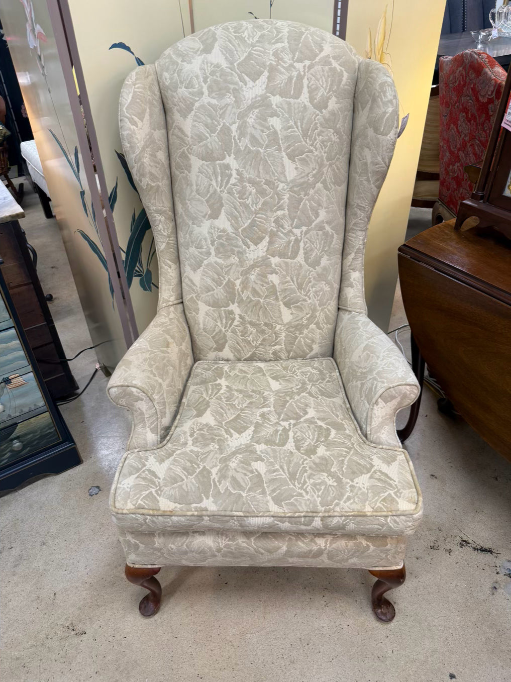VINTAGE Cream Wing Back Chair