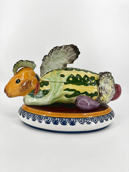ITALY Majolica Ceramic Rabbit Tureen