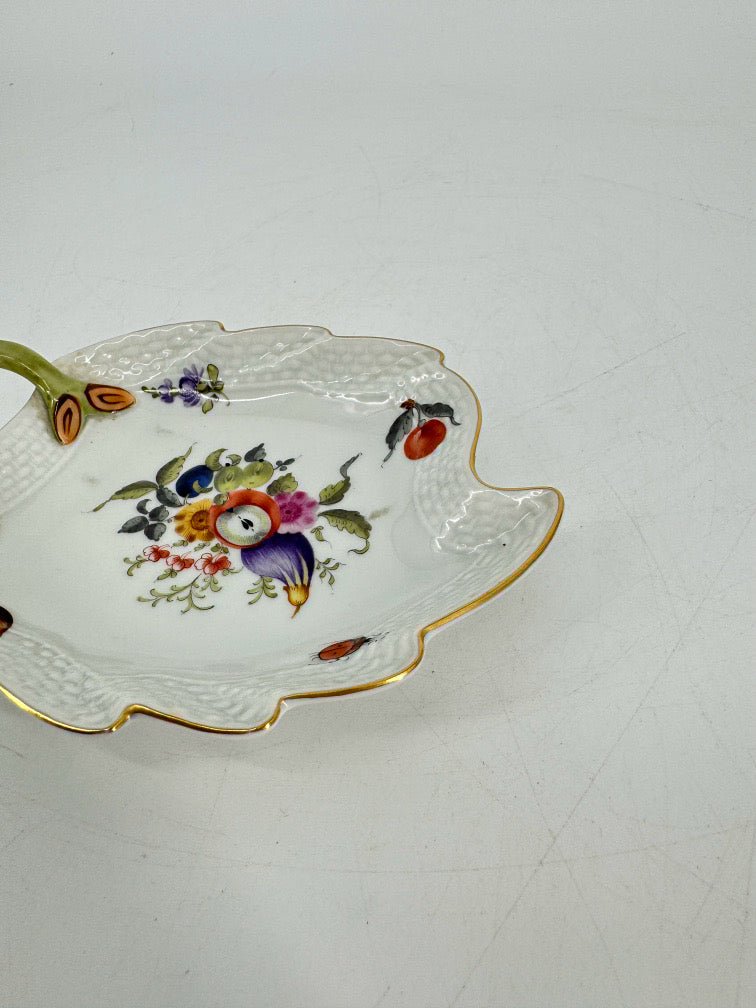 HEREND White Ceramic Fig Decorative Plate