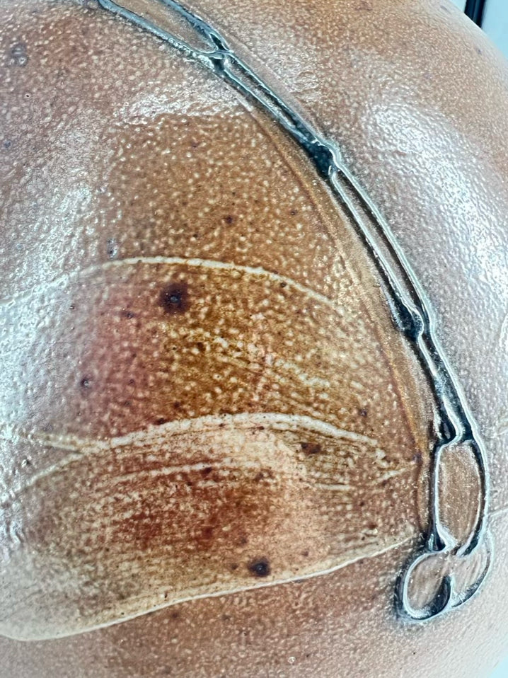 ROCK HARD Tan Stoneware Dragonfly Jar