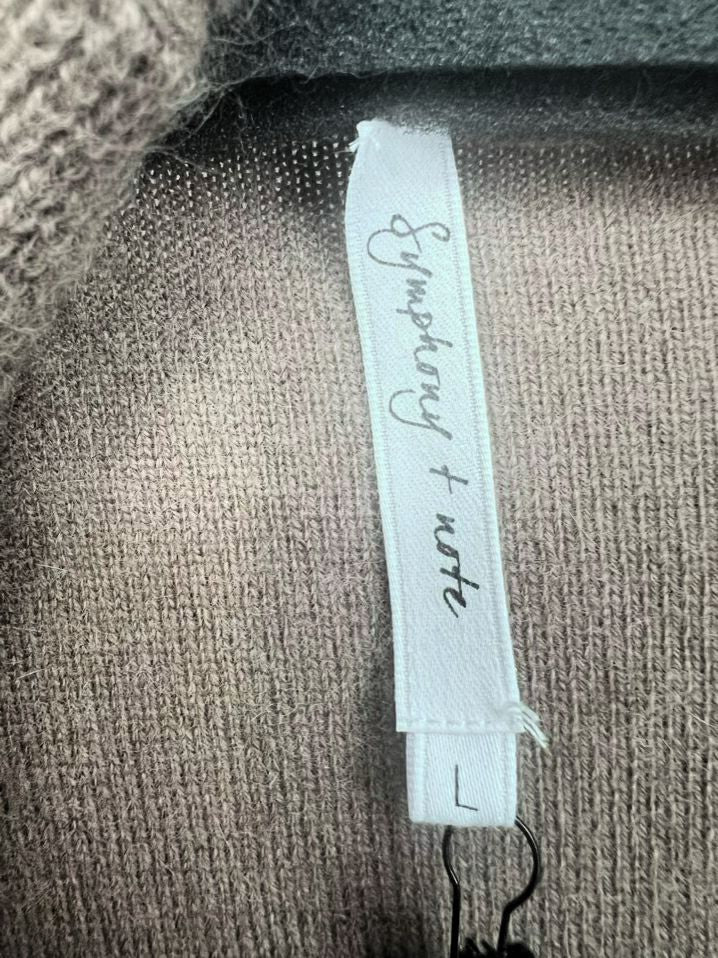 SYMPHONY + NOTE Size L Mushroom Cashmere Cardigan NWT
