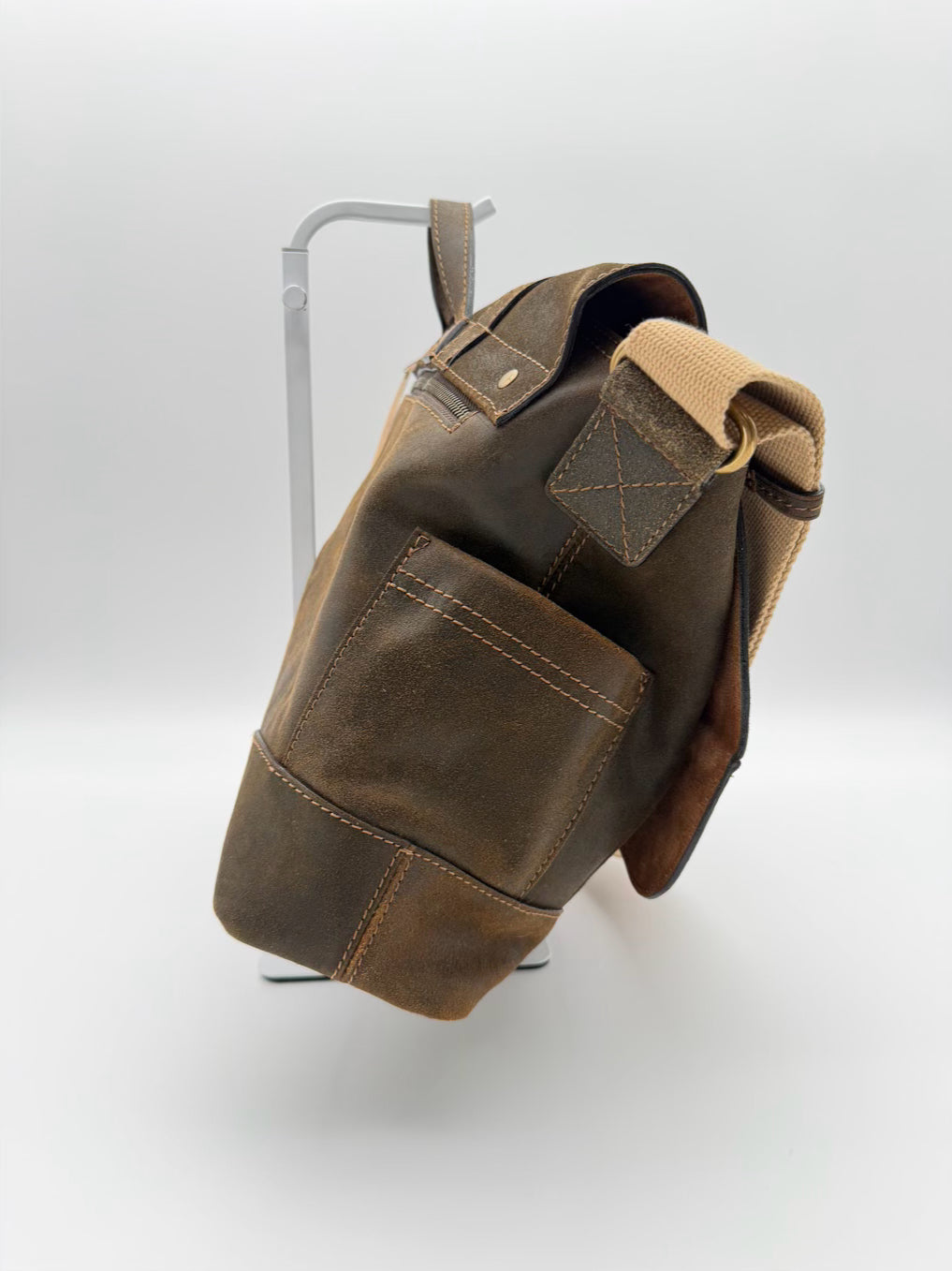 PATRICIA NASH Chocolate Moto Leather Messenger Bag NWT