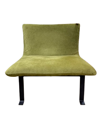 Green Armless Chair w/ Black Iron Legs