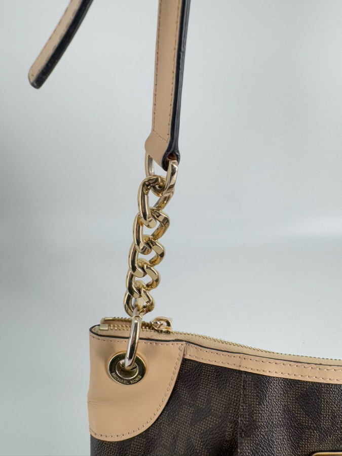 MICHAEL KORS Brown Logo Coated Canvas Purse