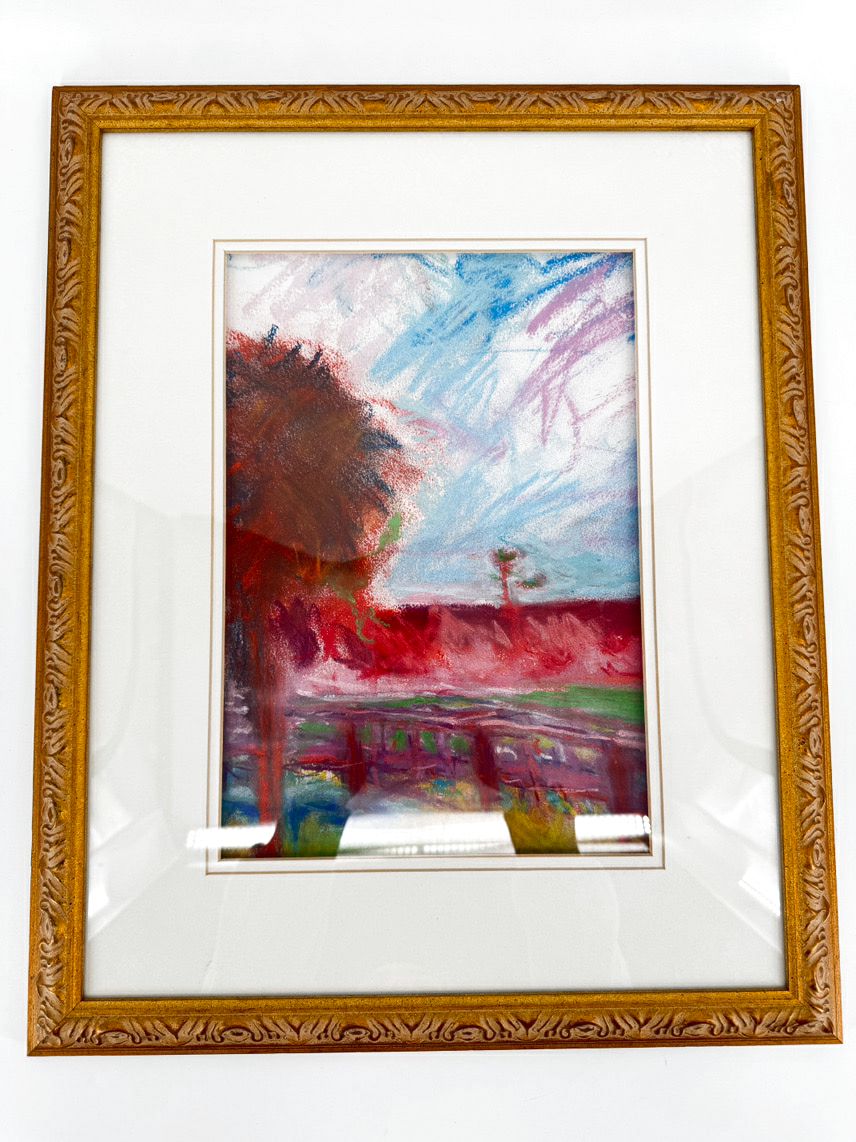 Abstract Landscape Painting in Gold Frame