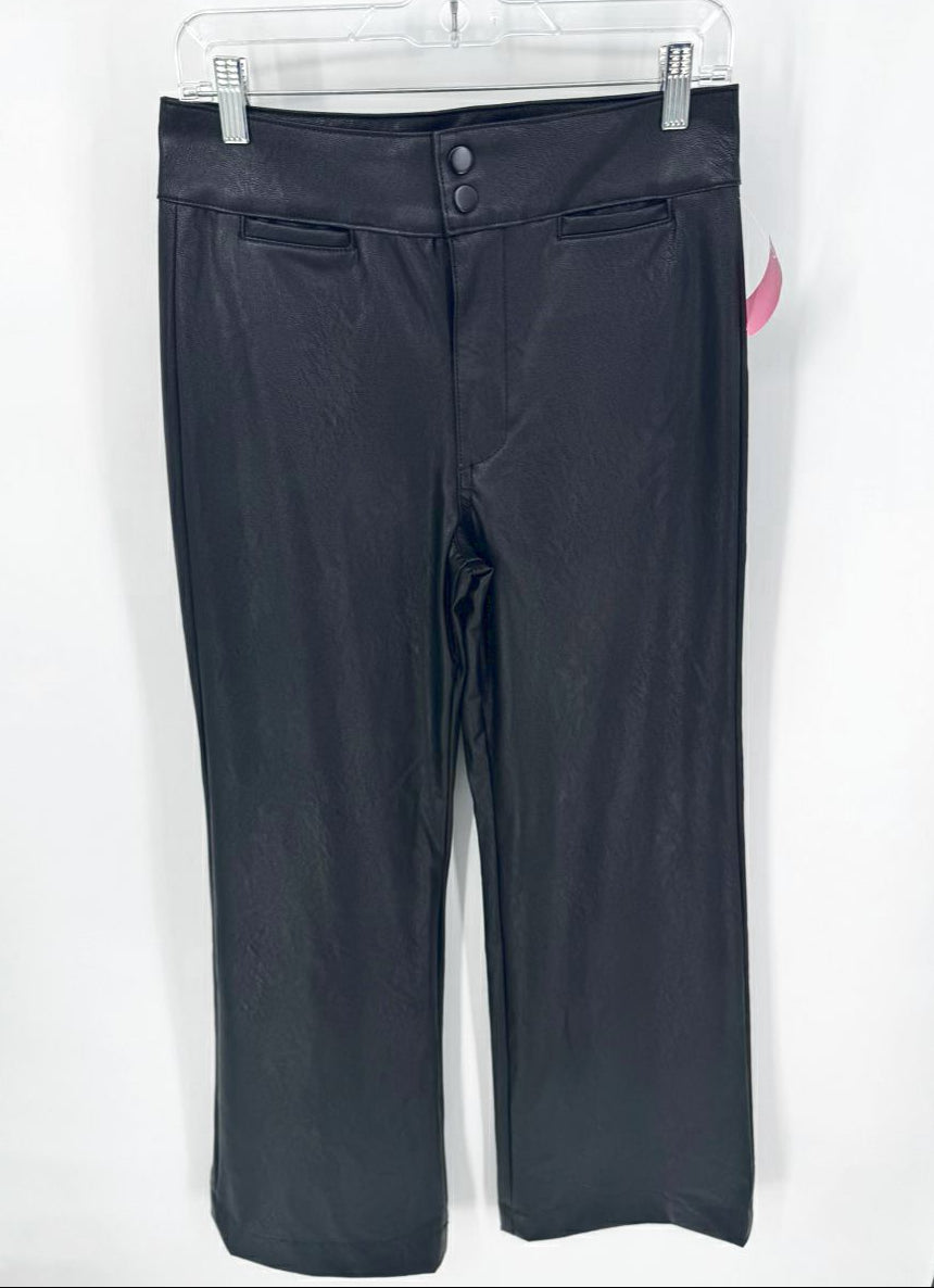 ASKK NY Size 28 Black Faux Leather Wide Leg Pants