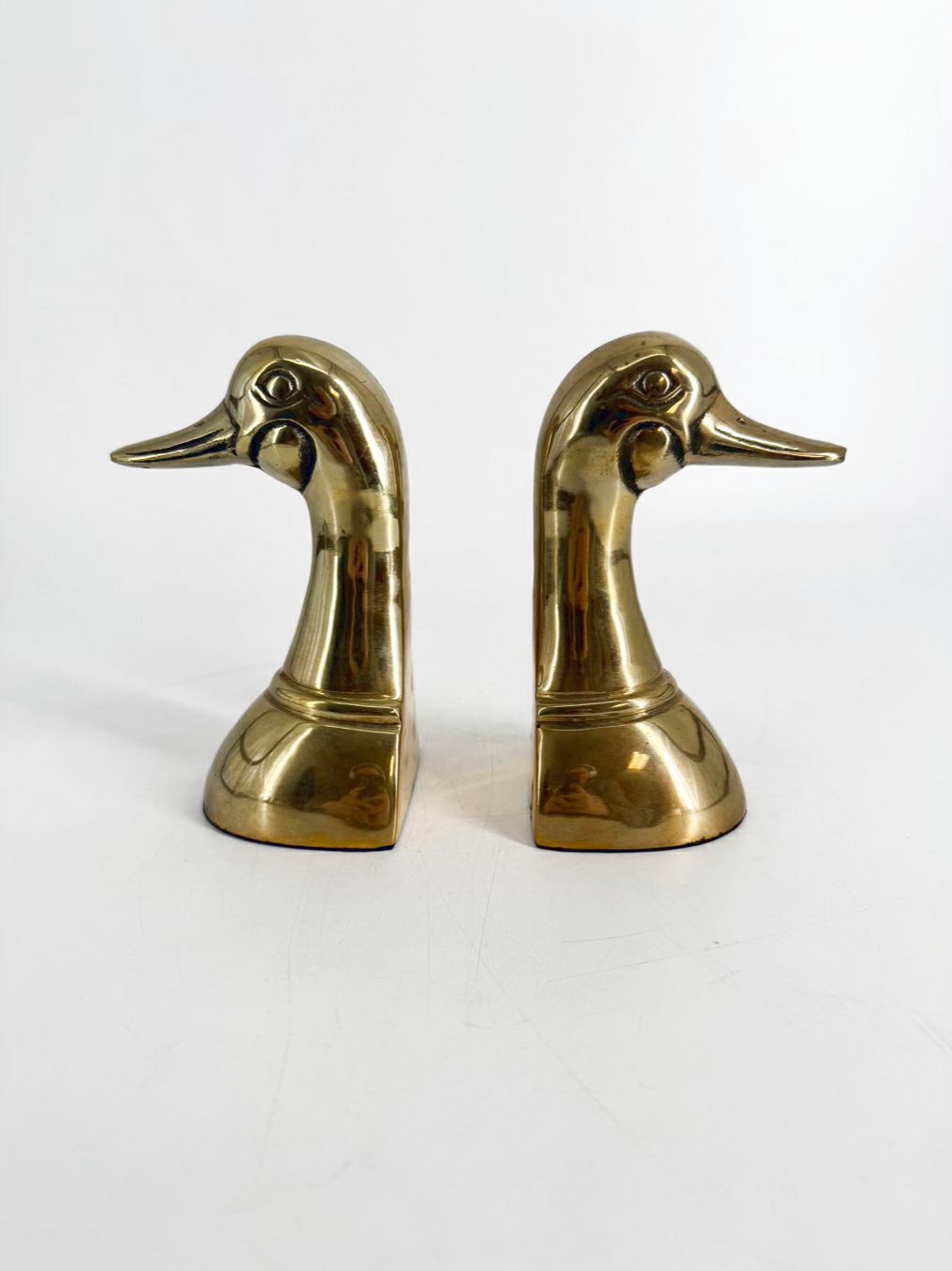 Gold Tone Brass Duck Book Ends