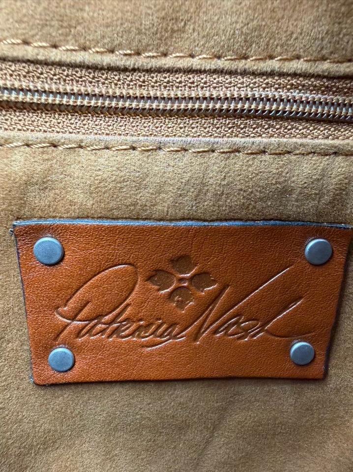 PATRICIA NASH Granada Brown & Blue Tooled Leather Crossbody Bag