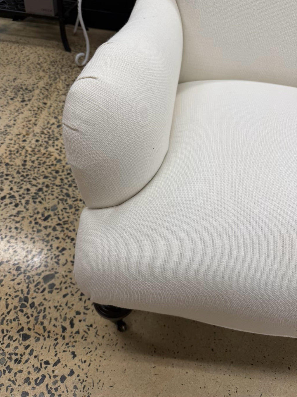 White Linen Look Pair Of Club Chairs
