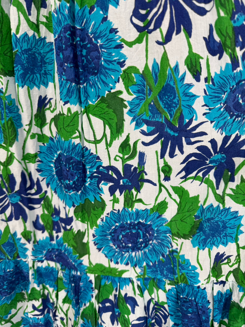 MILLIE Size S Blue & Green Floral Maxi-Dress