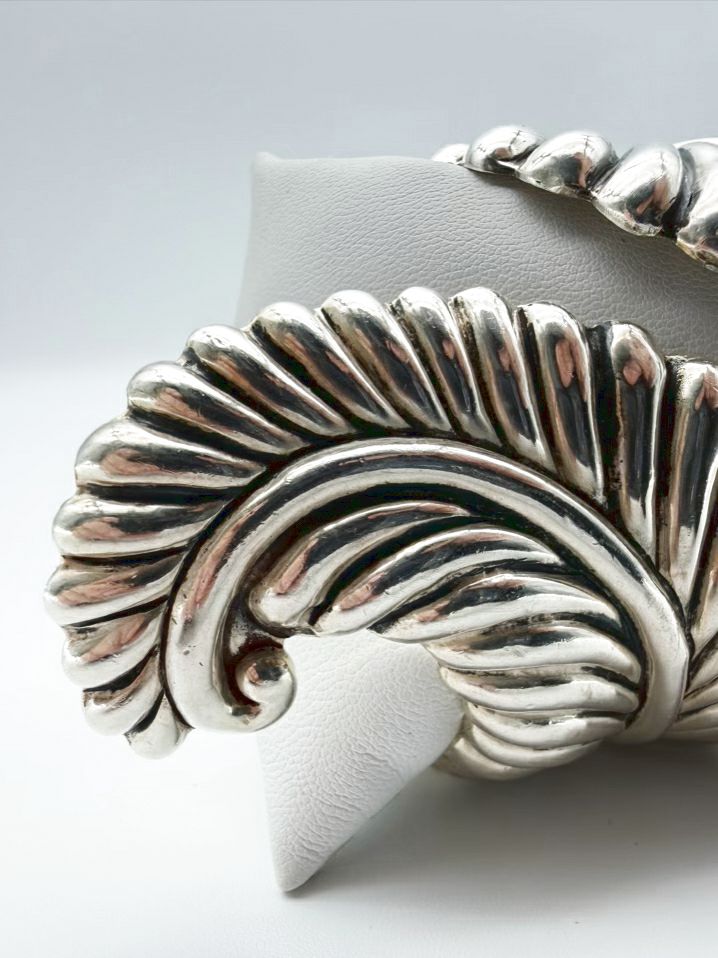 VINTAGE SIGNED JHC TAXCO Mexico 925 Feather Clamp Cuff