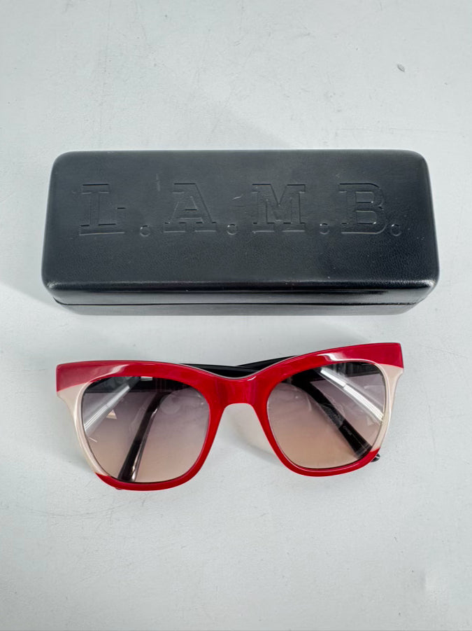 L.A.M.B. Red & Black Sunglasses w/ Case