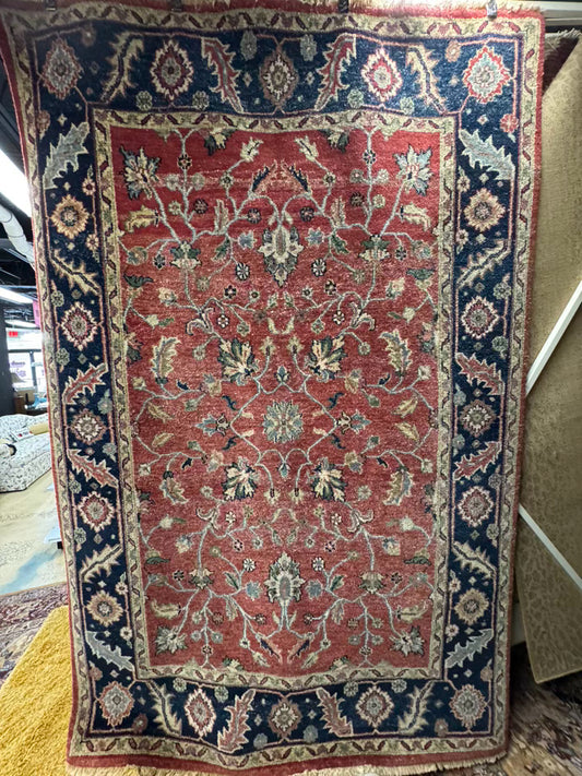 ETHAN ALLEN Red & Blue Mughal Kashan Area Rug