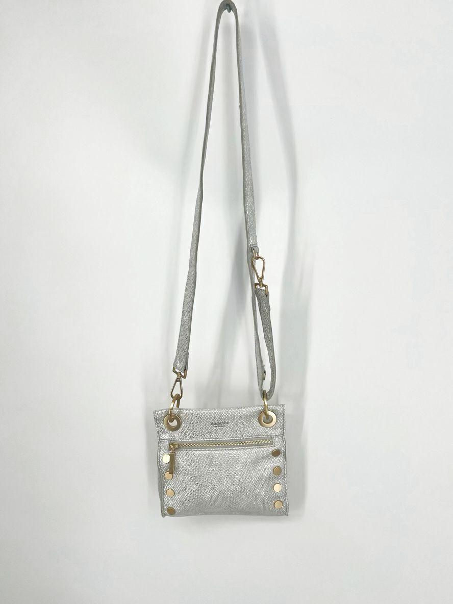 HAMMITT Silver Leather Embossed Crossbody Bag