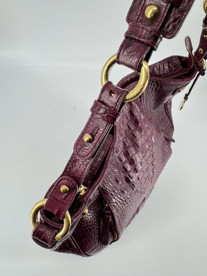 BRAHMIN Merlot Embossed Croc Leather Purse