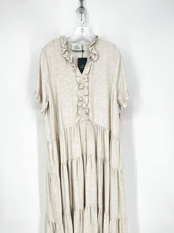 MARIELLE ALMELO Size XL Beige Linen Blend Maxi-Dress