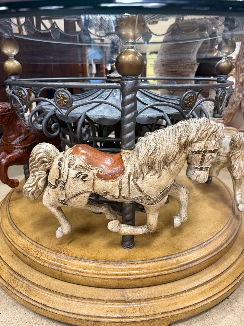 Wood & Glass Carousel Coffee Table