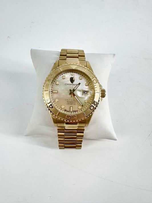 TORINO CARRERO Gold Tone Stainless Steel Mother Of Pearl Catania Automatic Watch
