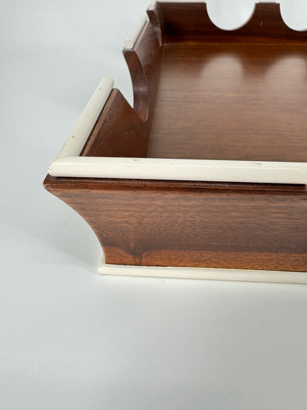 Brown & White Wood Scallop Edge Tray