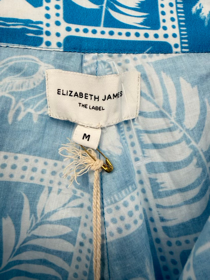 ELIZABETH JAMES THE LABEL Size M Blue & Cream Tropical Shorts NWT