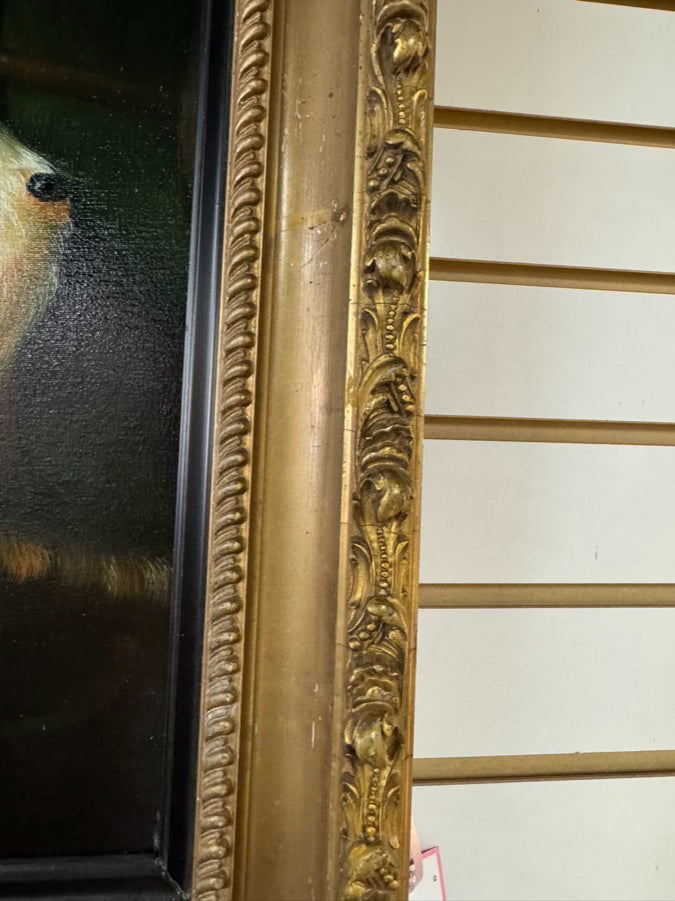 White Scottish Terrier Painting in Ornate Gold Frame