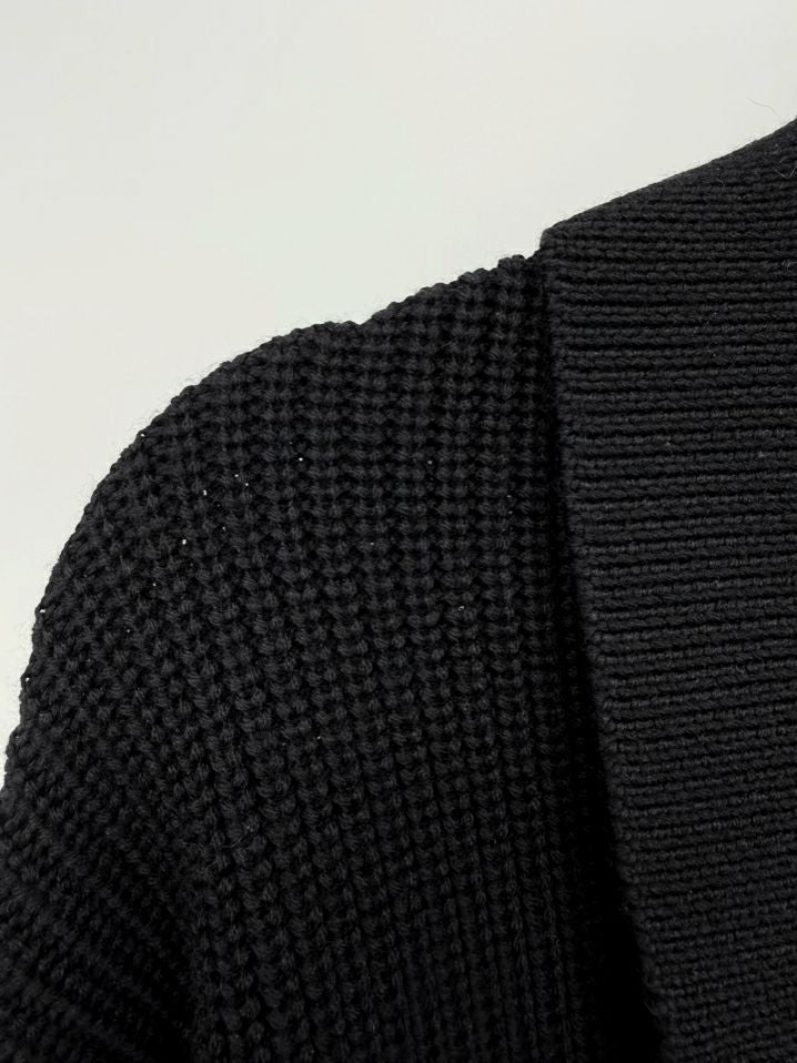 WE-AR4 Wmn's Size L Black Wool Collared Sweater