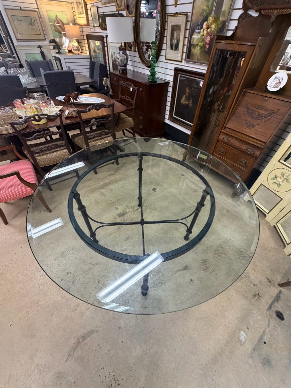 Black & Clear Wrought Iron & Glass Dinning Table
