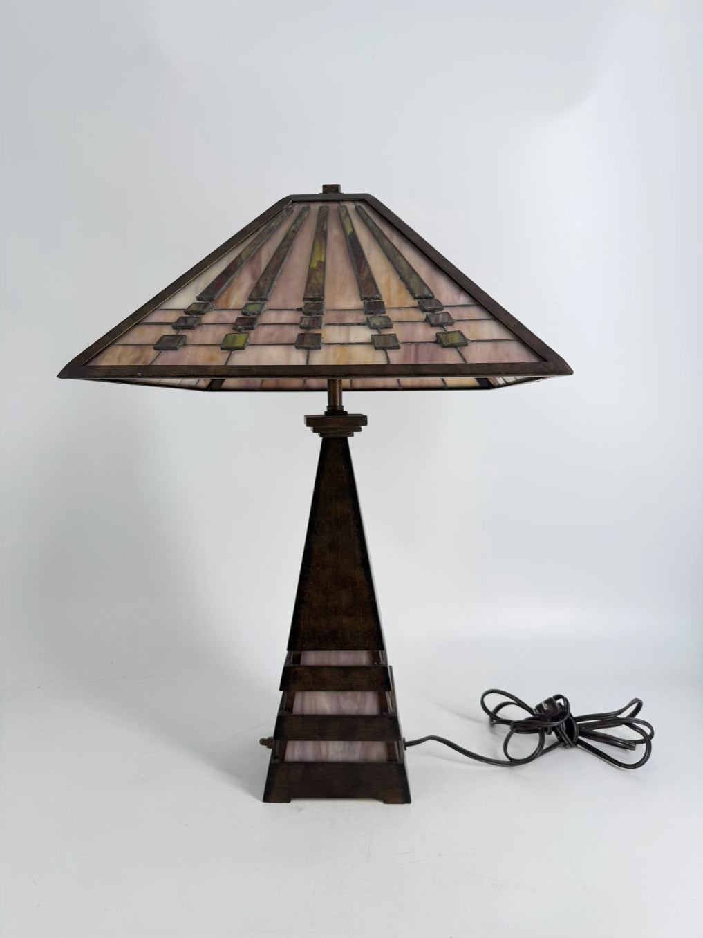 Tiffany Style Brown, Purple & Green Lamp