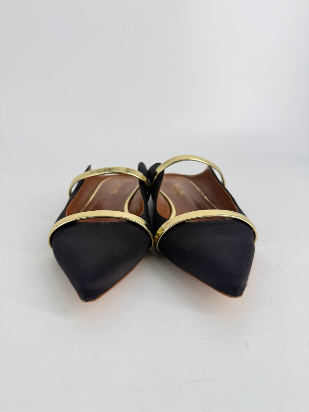 MALONE SOULIERS Size 8 Black & Gold Leather Flats